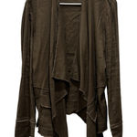 Free People  Oversized Draped Open Front Cardigan Jacket Brown Linen Blend size L Photo 0