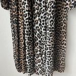 Ganni  Leopard Animal Print Brown Georgette Smocked Long Sleeve Midi Dress Size 4 Photo 4