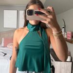 Le lis Green Backless Silk Top Photo 0