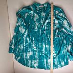 Calvin Klein  Tie Dye Button Down Blouse Size 2X Teal Lightweight Office Career Photo 6