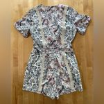 Tularosa  Rowley Floral Print Short Sleeve Front Tie Cutout Romper Photo 2