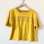 Hem & Thread  Cotton Cropped Top with Eyelet Detail in Mustard Yellow - Size L Photo 1