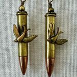 Vintage Bullet Casing Earrings with Swallow Bird Design Photo 0