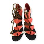 Diane Von Furstenberg  Leather Colorblock Lace-Up Heels Size 6.5 Photo 5