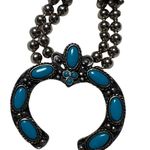 Vintage Southwestern/Navajo Style Silver & Turquoise Squash Blossom Necklace Photo 7