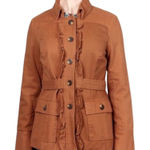 Anthropologie Tabitha Theodora Burnt Orange Rust Jacket Ruffle Military Size 4 Photo 0