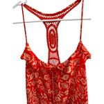 American Eagle  Outfitters Orange Floral Crochet Back Sundress Size Large Beach Photo 2
