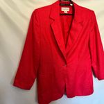 Vtg 90s Hillary Charles 100% Silk Womens Blazer 14 Corpcore Red One Button USA Photo 4