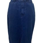Vintage Lizware Front Split Cotton Long Navy Denim Skirt Size10 Blue Size 10 Photo 0