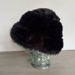 Black Faux Fur Oversized Black Bucket Hat Rocker Goth Y2K Reversible? One Size Photo 3