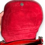 Plinio Visona  Red Patent Leather Silver Chain Strap Crossbody Shoulder Bag Photo 5