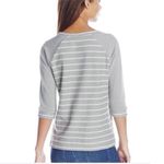 NYDJ Grey White Striped 3/4 Sleeve Sweatshirt NWT Photo 6