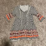 Haute Monde  Boho Mixed Print Tunic long‎ blouse and Tie Front Detail size L Photo 0