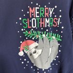 Happy Holidays Merry Slothmas Christmas Navy Blue Sweatshirt Size 2XL Photo 2