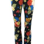 Danielle Bernstein Black Multicolor Floral Flared Leg Trousers Leggings Pants 4 Photo 0