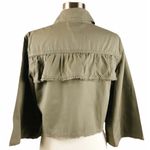 BB Dakota JACK Cropped Green Jacket Olive Cotton Bell Sleeve Frayed Small NWT Photo 1