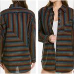 Solid & Striped NWT  Oxford Tunic Blackout Rainbow Pinstripe 100% Cotton Shirt Photo 1