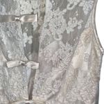 Belsoie Vintage off White Lace and burgundy Red Velvet Long Dress Sleeveless Size 10 Photo 10