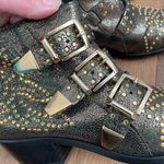 Lemare Italy Leather Ankle Cowboy Boots Metallic Green Gold 36 6 Photo 4