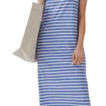 EUC Pact Softspun Orgqnic Cotton Tank Midi Dress Blue White Stripe Size XL Photo 0