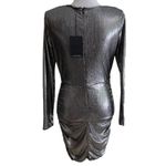 4th & Reckless Drape Front Mini Dress Metallic Silver Size M NWT Size M Photo 7