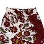ZARA Pants Women Sz M Burgundy Floral Linen Boho Cotton High Rise Wide Leg Photo 2