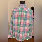 Talbots - Plaid‎ teal blue and pink button-down Size LP Photo 3