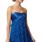 XScape Strapless Blue Ruffle Baby Doll Cocktail Dress 6 Wedding Coquette Flirty  Photo 0