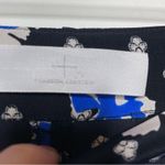 Thakoon 100% silk black and blue floral straight leg high rise pants sz 10 Photo 1