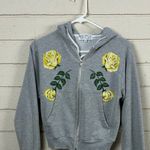 Wildfox  Gray Floral Zip Up Hoodie size XS Photo 4