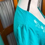 Chic Turquoise Teal Floral Blouse Blue Size M Photo 4