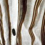 ZARA Linen Midi Shirt Dress Striped Side Slit Button Down Collar Brown White L Photo 5