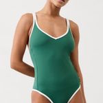Athleta New M Seabreeze One Piece Swimsuit Trillium White Medium Photo 0