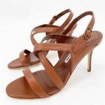 Manolo Blahnik Singanu Slingback Sandal Brown Leather 38 Photo 0