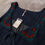 Free People Zina Denim Embroidered Tunic Dress Swing Women's Large NWT Boho Photo 2