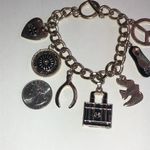 Silver Tone Wishbone Bird Shoe Purse Peace Charm Bracelet Photo 3