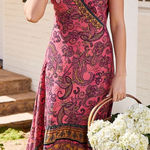 Maurice's NWT  High Low Midi Dress Paisley Floral V-Neck Boho Pink‎ Strappy XXL Photo 0