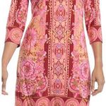 London Times  pink floral mosaic bright formal shift dress Photo 0