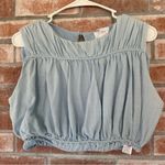 Girl And The Sun Collette Crop Top High Neck Keyhole Back Women’s XL Blue Ruffle Photo 1