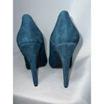 Nine West Peep Toe Dark Turquoise High Heels Womens Sz 10 Leather Upper Photo 2
