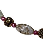 Pebble Chain Necklace Gold Tone Rose Accents Pink Stones Women Handcrafted u Je Photo 1