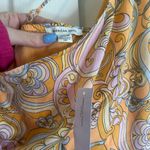 American Eagle NWT  Outfitters OneShoulder Paisley Dress Orange Yellow medium Photo 5