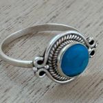 NEW 925 Sterling Silver Ladies Circle Cut Turquoise Ring Western Jewellery Blue Photo 5