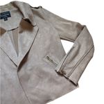 Haute Monde Motorcycle Suede Taupe Beige Jacket Sz S Lightweight Blazer Zip Pockets Photo 6