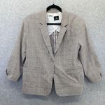 Jules & Leopold  Womens Blazer Brown Check One Button 3/4 sleeve Medium Photo 0