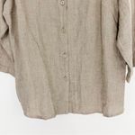 Flax  Linen Buttondown Tunic Relaxed Shirt Size Large in Tan Beach Summer Photo 3