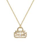 Women's Crystal Handbag Pendant Necklace Gold Photo 2