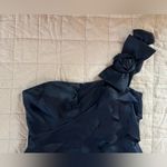 Rickie Freeman Teri Jon Navy Ruffle Tiered Formal Gown w/ Rosette Bow Strap Photo 8