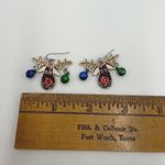 Christmas Reindeer Earrings Dangle Jingle Bell Red Nose Holiday Festive Silver Photo 1