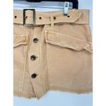 Free People Mini Skirt Womens Size 10 Tan Button Front Belted Utility Fringe Photo 3